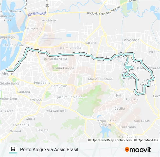 W140 JARDIM POA / ALGARVE / STELLA / JD. APARECIDA Bus Line Map