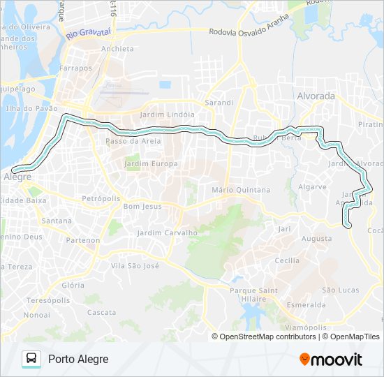 Mapa da linha W262 STELLA MARIS / JD. APARECIDA VIA ASSIS BRASIL de ônibus
