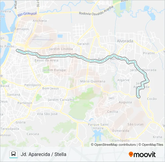 W262 STELLA MARIS / JD. APARECIDA VIA ASSIS BRASIL Bus Line Map