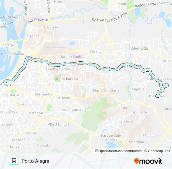 W152 JARDIM APARECIDA / BELO HORIZONTE VIA ASSIS BRASIL Bus Line Map