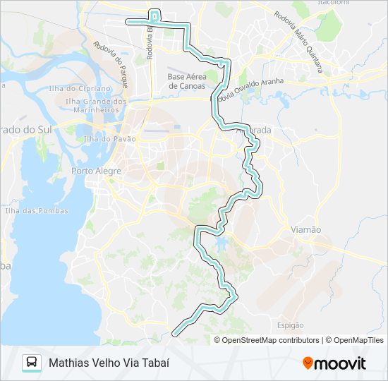 Mapa da linha TM1 TRANSVERSAL METROPOLITANA 1 de 