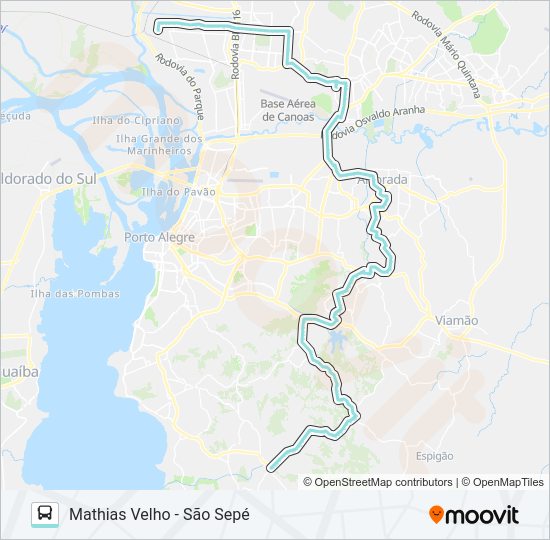 Mapa da linha TM1 TRANSVERSAL METROPOLITANA 1 de 