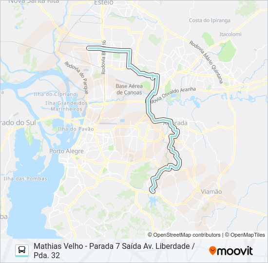 Mapa da linha TM1 TRANSVERSAL METROPOLITANA 1 de 