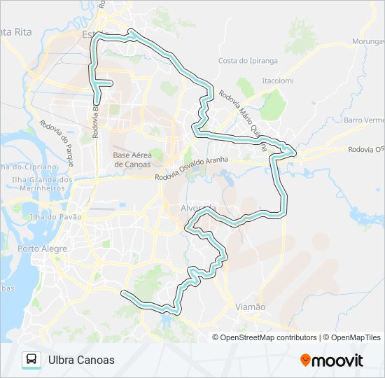 Mapa da linha TM2 TRANSVERSAL METROPOLITANA 2 de 