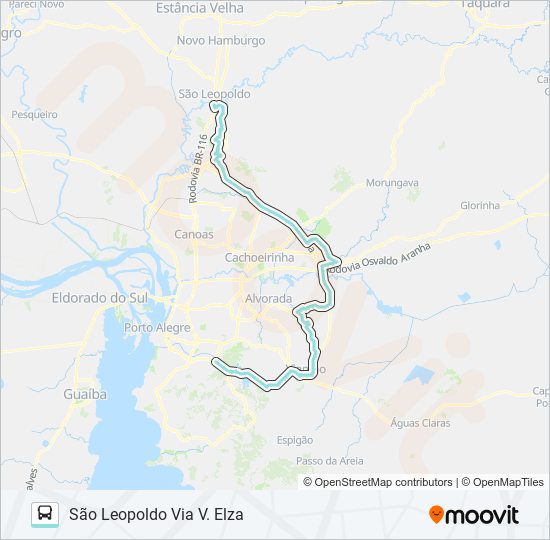Mapa da linha TM3 TRANSVERSAL METROPOLITANA 3 de ônibus