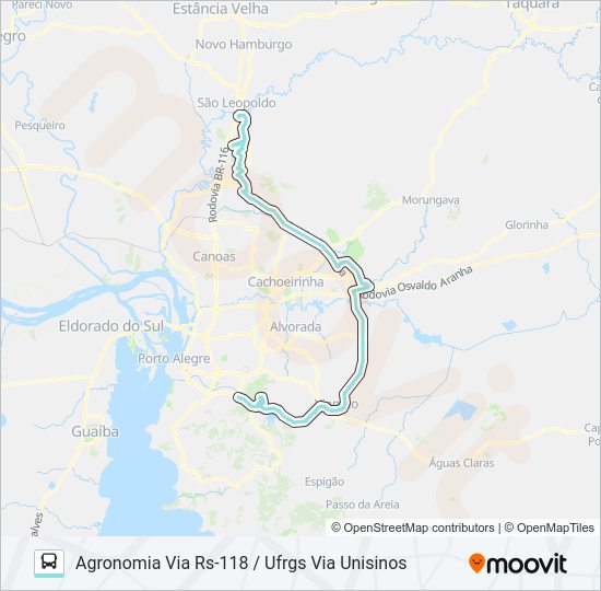 Mapa da linha TM3 TRANSVERSAL METROPOLITANA 3 de 