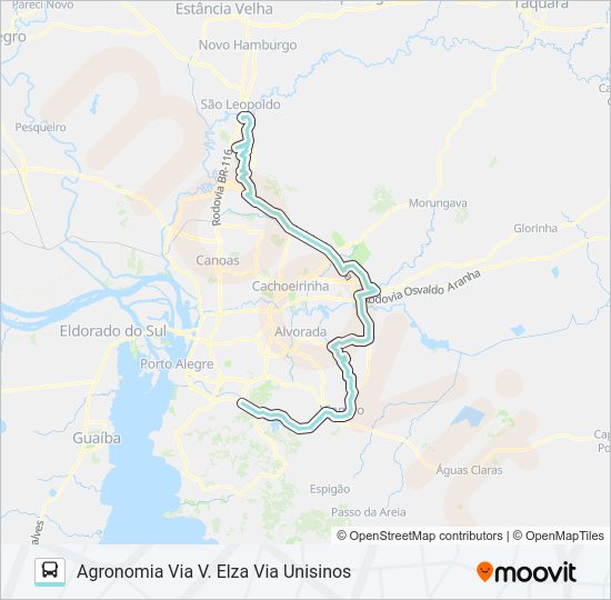 Mapa da linha TM3 TRANSVERSAL METROPOLITANA 3 de 
