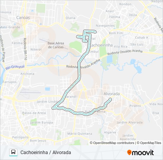 Mapa de R601 CACHOEIRINHA / ALVORADA de autobús