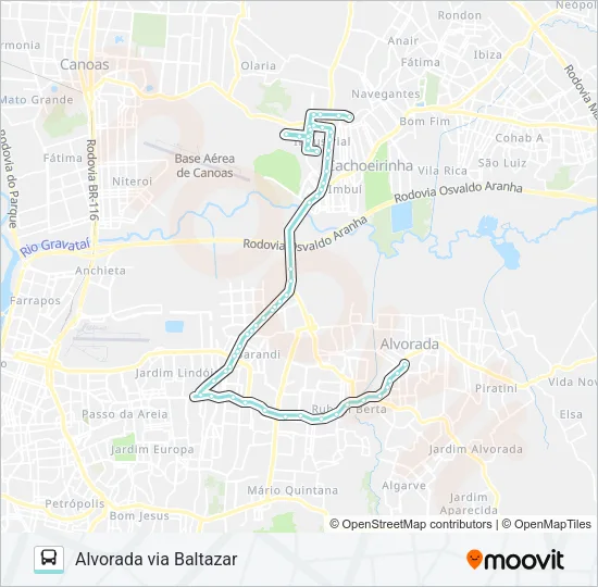 R601 CACHOEIRINHA / ALVORADA Bus Line Map