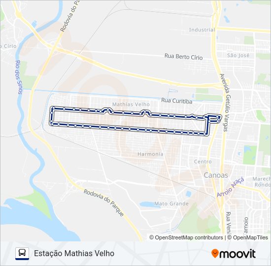 Mapa da linha T161 INTEGRAÇÃO MATHIAS VELHO de ônibus