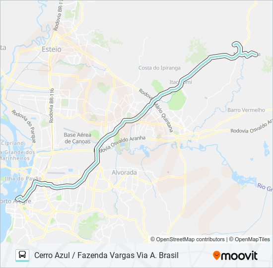 Mapa de W651 MORUNGAVA / PORTO ALEGRE de autobús