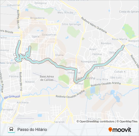 Mapa da linha R503 PASSO DO HILÁRIO / CANOAS de ônibus