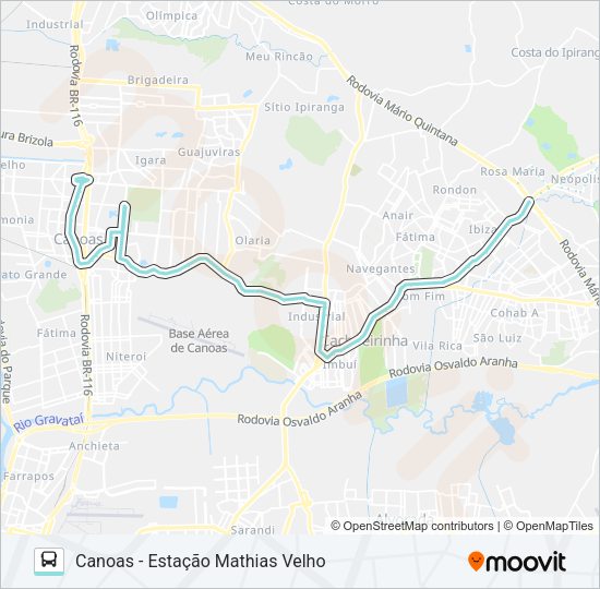 Mapa da linha R503 PASSO DO HILÁRIO / CANOAS de ônibus