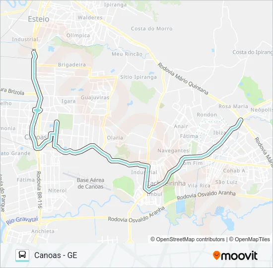 R503 PASSO DO HILÁRIO / CANOAS Bus Line Map