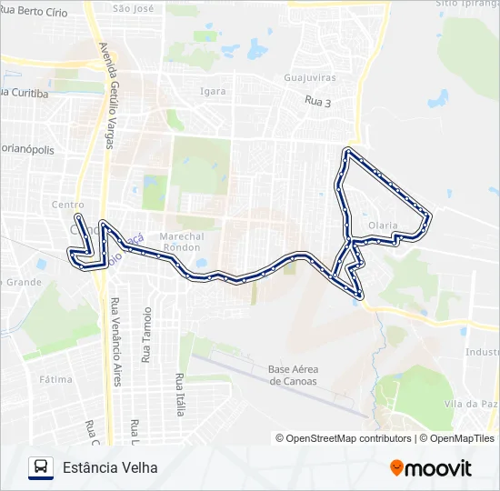 T133 INTEGRAÇÃO ESTÂNCIA VELHA Bus Line Map