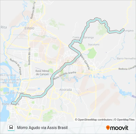 W651 MORRO AGUDO / PORTO ALEGRE Bus Line Map
