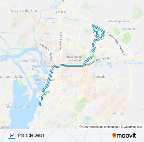 Mapa da linha W300 GRANJA / BETÂNIA - SELETIVO de ônibus