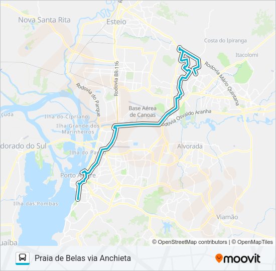 Mapa da linha W300 GRANJA / BETÂNIA - SELETIVO de ônibus