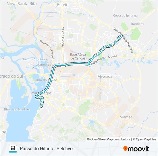 Mapa da linha W523 PASSO DO HILÁRIO - SELETIVO de ônibus