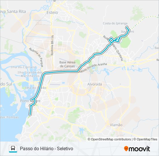 Mapa da linha W523 PASSO DO HILÁRIO - SELETIVO de ônibus