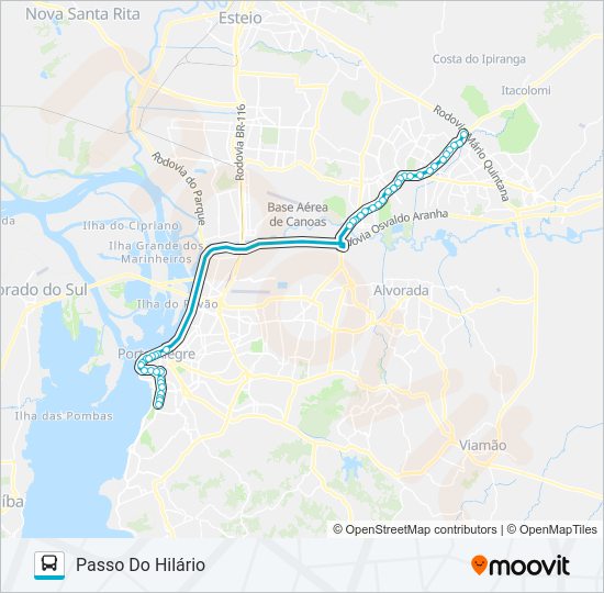 Mapa da linha W523 PASSO DO HILÁRIO - SELETIVO de ônibus