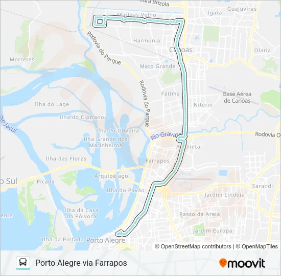 N161 MATHIAS VELHO / PORTO ALEGRE Bus Line Map