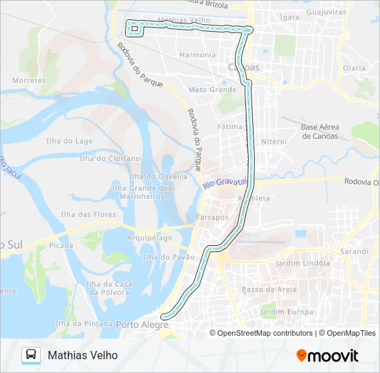N161 MATHIAS VELHO / PORTO ALEGRE Bus Line Map