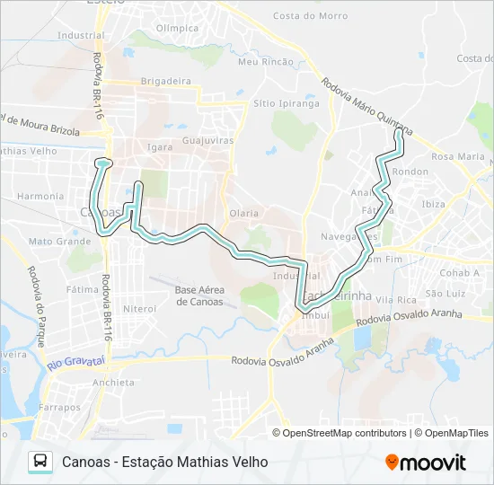 R500 CACHOEIRINHA - FÁTIMA / CANOAS Bus Line Map