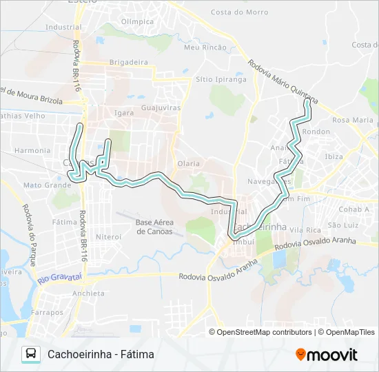 R500 CACHOEIRINHA - FÁTIMA / CANOAS Bus Line Map