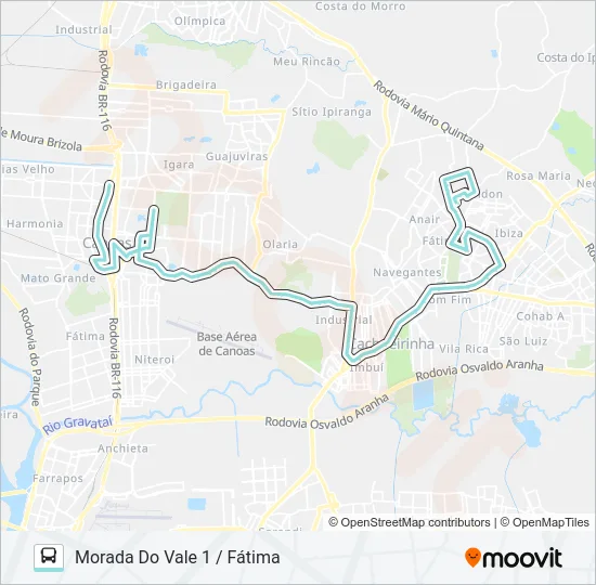 R500 CACHOEIRINHA - FÁTIMA / CANOAS Bus Line Map