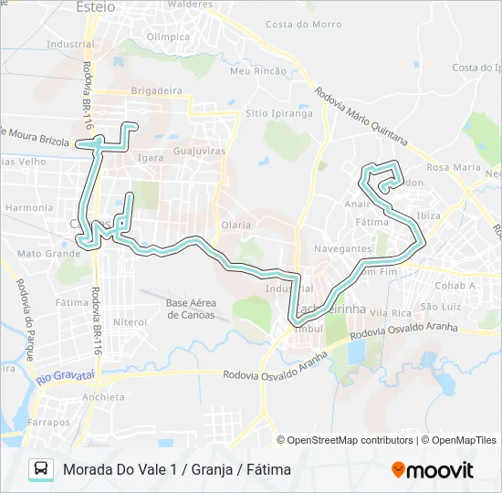 R500 CACHOEIRINHA - FÁTIMA / CANOAS Bus Line Map