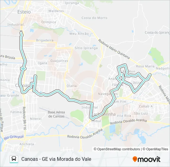 R500 CACHOEIRINHA - FÁTIMA / CANOAS Bus Line Map