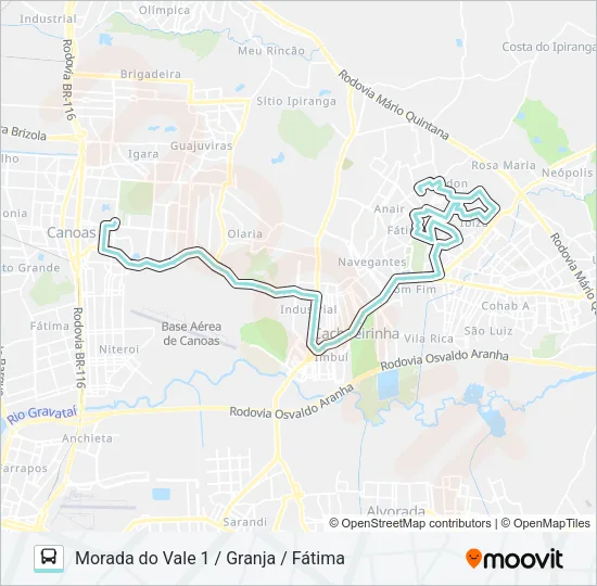 R500 CACHOEIRINHA - FÁTIMA / CANOAS Bus Line Map
