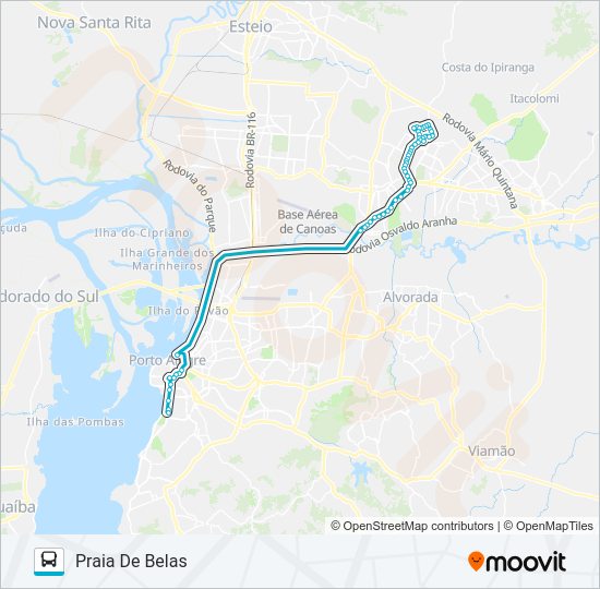 Mapa da linha W527 CACHOEIRINHA FÁTIMA - SELETIVO de ônibus