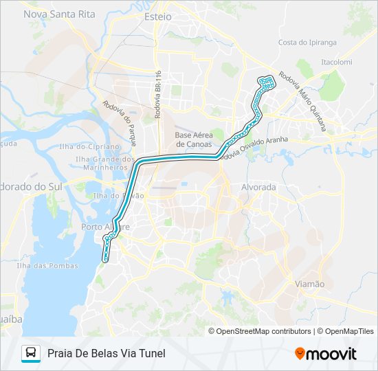 Mapa da linha W527 CACHOEIRINHA FÁTIMA - SELETIVO de ônibus