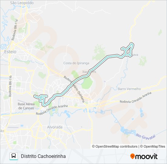 Mapa da linha R054 MORUNGAVA / DISTRITO CACHOEIRINHA de ônibus