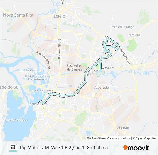 W501 MORADA DO VALE 1 VIA ASSIS BRASIL Bus Line Map