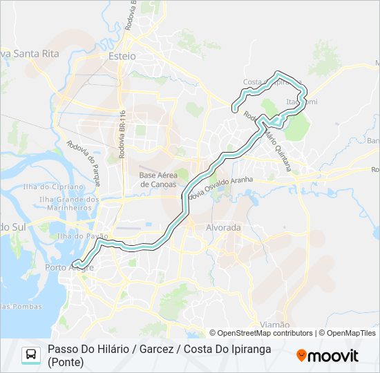 Mapa da linha W519 PASSO DO HILÁRIO VIA ASSIS BRASIL de ônibus