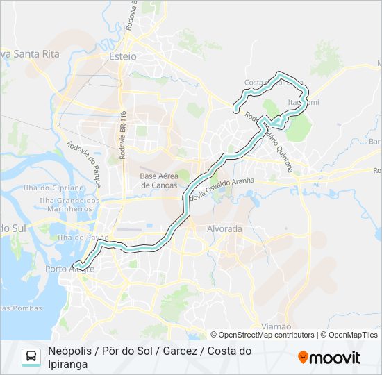 Mapa da linha W519 PASSO DO HILÁRIO VIA ASSIS BRASIL de ônibus