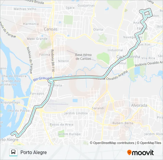 W374 CACHOEIRINHA - FÁTIMA VIA ANCHIETA Bus Line Map