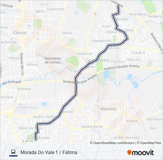 Mapa da linha W510 CACHOEIRINHA / IGUATEMI - EXECUTIVO de ônibus
