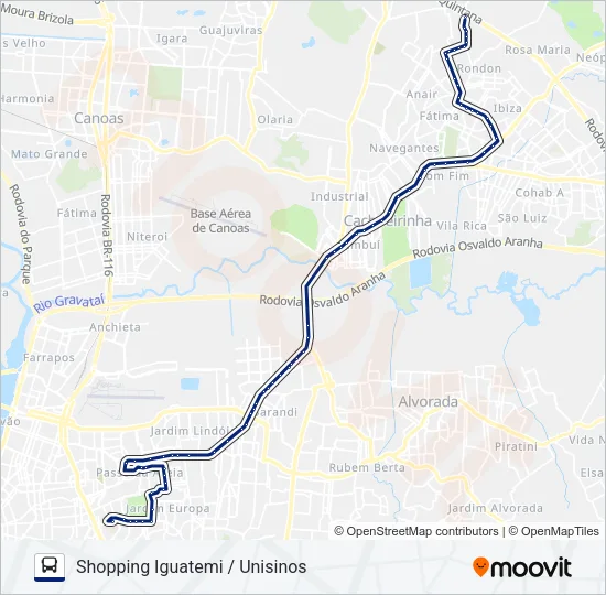 W510 CACHOEIRINHA / IGUATEMI - EXECUTIVO Bus Line Map