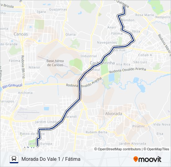 Mapa da linha W510 CACHOEIRINHA / IGUATEMI - EXECUTIVO de ônibus