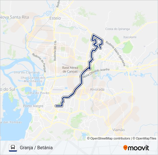 Mapa da linha W510 CACHOEIRINHA / IGUATEMI - EXECUTIVO de ônibus