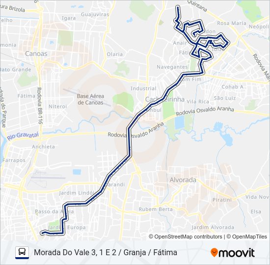 Mapa da linha W510 CACHOEIRINHA / IGUATEMI - EXECUTIVO de ônibus