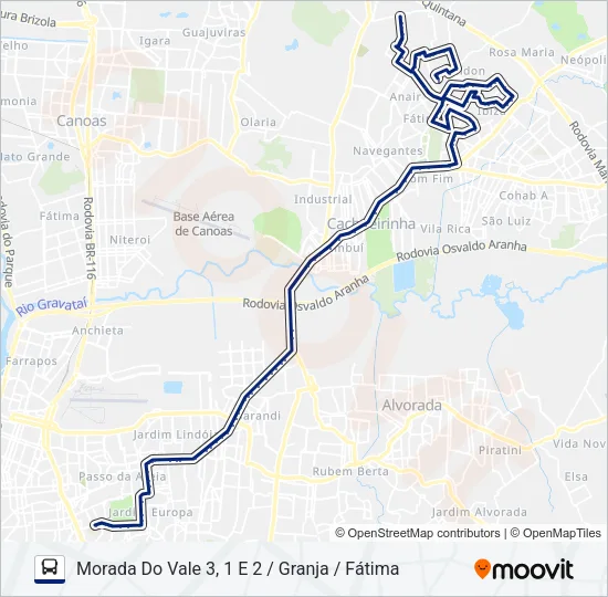 W510 CACHOEIRINHA / IGUATEMI - EXECUTIVO Bus Line Map