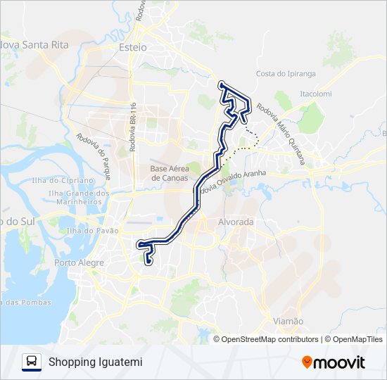 Mapa da linha W510 CACHOEIRINHA / IGUATEMI - EXECUTIVO de ônibus