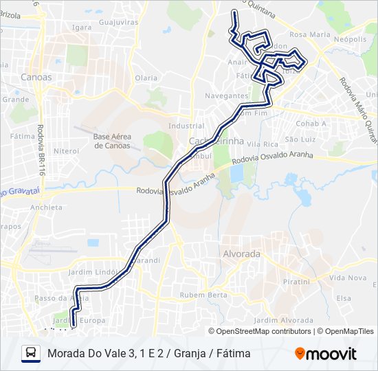 Mapa da linha W510 CACHOEIRINHA / IGUATEMI - EXECUTIVO de ônibus