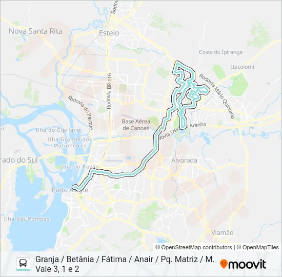 W501 MORADA DO VALE 1-2-3 VIA ASSIS BRASIL Bus Line Map