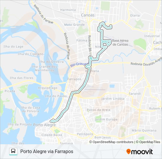 Mapa da linha N111 INDUSTRIAL / PORTO ALEGRE VIA HOSPITAL de ônibus